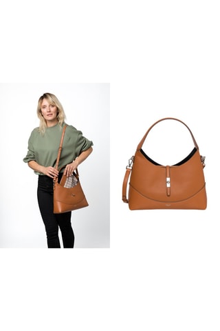 Sac porté épaule et pochette en cuir Cornus - Camel