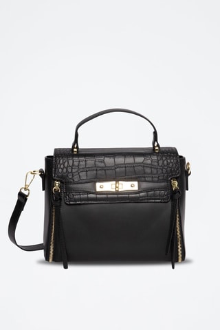 Mala a tiracolo de couro Corner - Preto