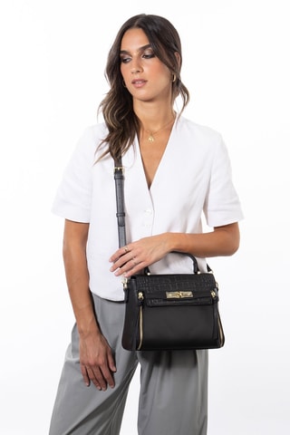 Mala a tiracolo de couro Corner - Preto