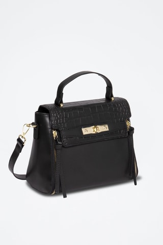 Mala a tiracolo de couro Corner - Preto