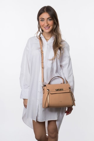 Sac bandoulière en cuir Corner - Beige