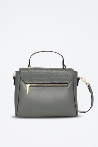 Sac bandoulière en cuir Corner - Gris et vert