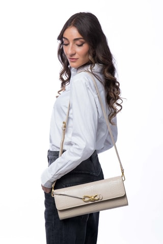 Sac bandoulière en cuir Cocktail - Beige et doré