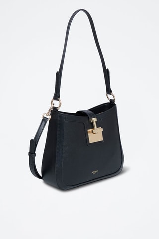 Sac porté épaule en cuir Expresso - Doré et noir