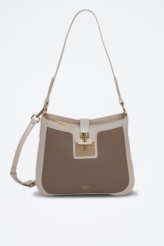 Sac porté épaule en cuir Expresso - Beige, doré et marron