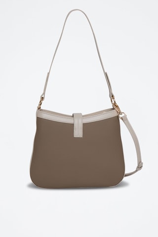 Sac porté épaule en cuir Expresso - Beige, doré et marron