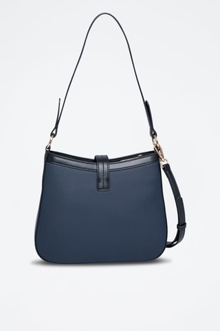 Sac porté épaule en cuir Expresso - Bleu, doré et noir