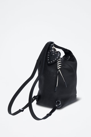 Mochila de couro Granola - Preto - Prateado, branco e preto