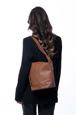 Sac à dos en cuir Granola - Argenté et marron