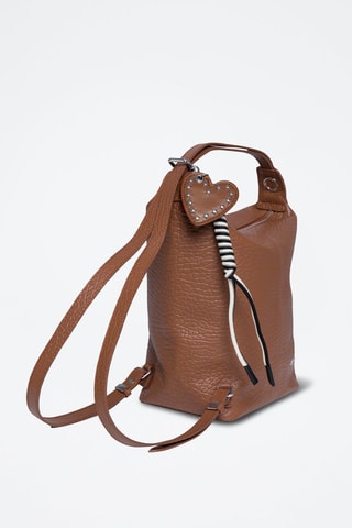 Sac à dos en cuir Granola - Argenté et marron