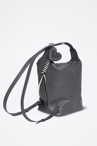 Sac à dos en cuir Granola - Blanc, gris et noir