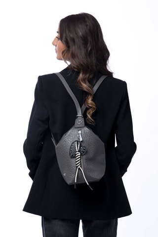 Sac à dos en cuir Granola - Blanc, gris et noir