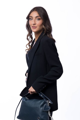 Sac à main en cuir Moresco - Argenté, bleu et noir