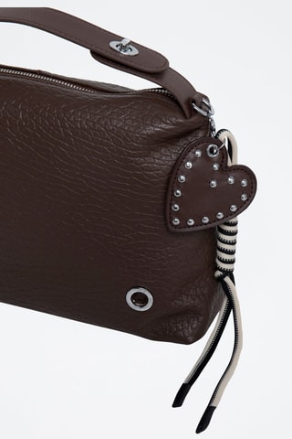 Leren Handtas Moresco - Zwart - Zilverkleurig, wit, bruin en zwart