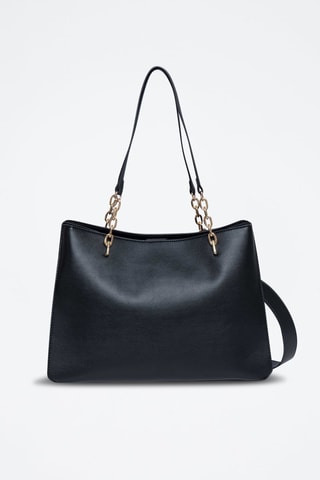 Mala de ombro em couro Nolian - Preto - Dourado e preto