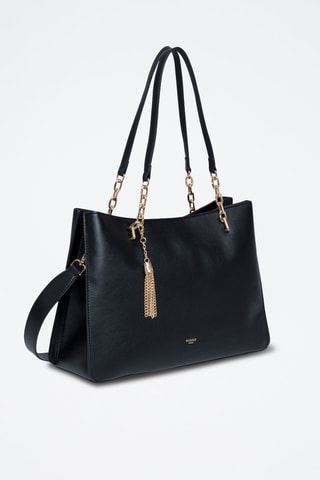 Mala de ombro em couro Nolian - Preto - Dourado e preto