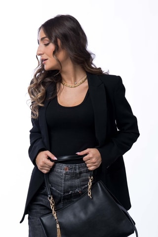 Mala de ombro em couro Nolian - Preto - Dourado e preto