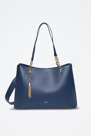 Sac porté épaule en cuir Nolian - Bleu et doré