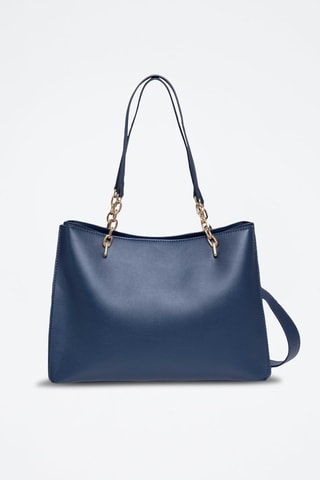 Sac porté épaule en cuir Nolian - Bleu et doré