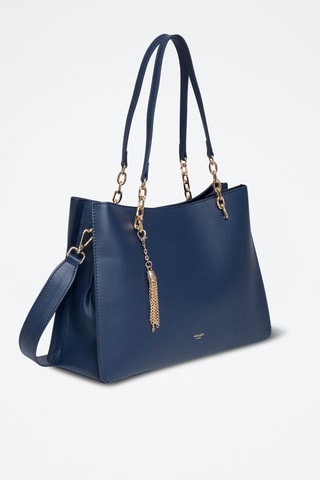 Sac porté épaule en cuir Nolian - Bleu et doré