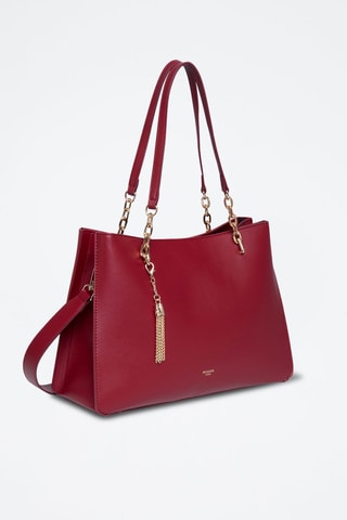 Sac porté épaule en cuir Nolian - Doré et rouge