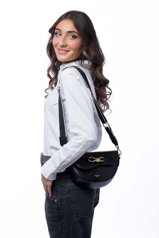 Sac bandoulière en cuir Reglisse - Doré et noir