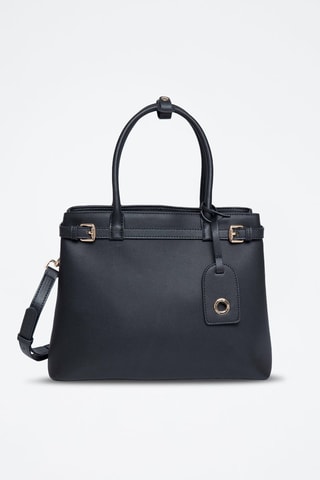 Mala de couro Monaco - Preto - Dourado e preto