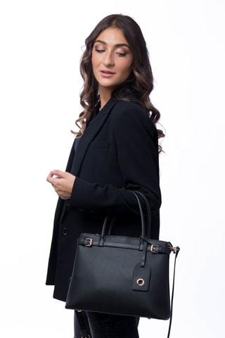 Mala de couro Monaco - Preto - Dourado e preto