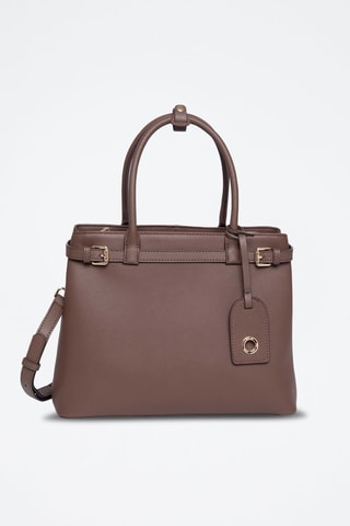 Mala de couro Monaco - Preto - Dourado e castanho