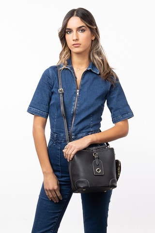 Mala a tiracolo de couro Love - Preto