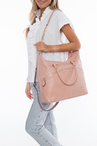 Sac porté épaule en cuir Africa - Rose