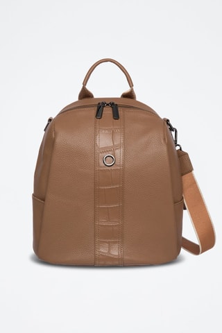 Mala a tiracolo de couro Zen - Castanho