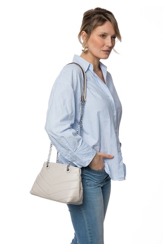 Sac bandoulière en cuir Boutic - Gris clair