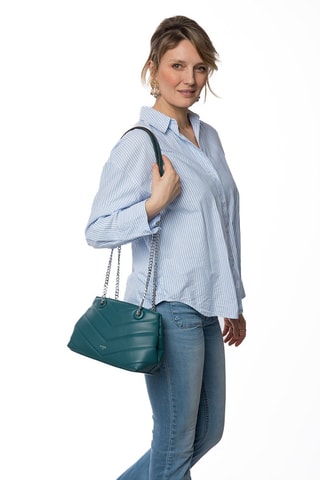 Sac bandoulière en cuir Boutic - Bleu canard