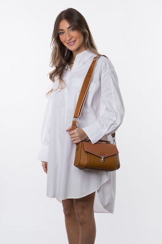 Mala a tiracolo de couro Bingo - Camel