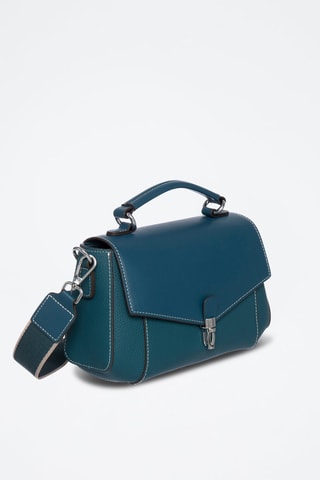 Sac bandoulière en cuir Bingo - Bleu canard