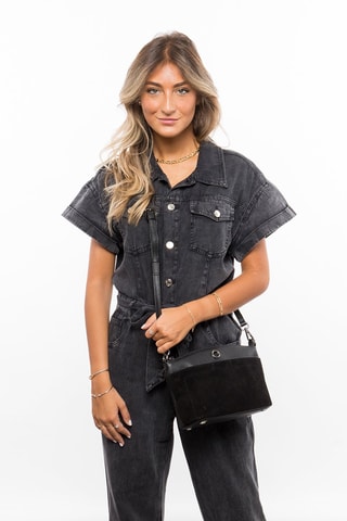 Sac bandoulière en cuir Tivoli - Noir