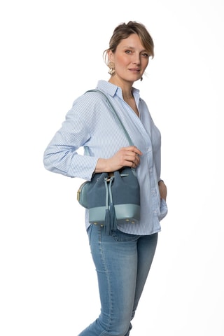 Sac seau en cuir Pochon - Bleu
