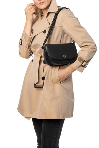 Mala de ombro em couro Gate - Preto