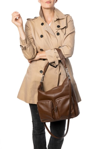 Mala de ombro em couro Lisbonne - Castanho