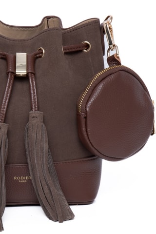 Mala bucket de couro fendido Rio Preto - Castanho