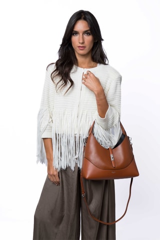 Mala de ombro e pochete de couro Cornus - Castanho-claro