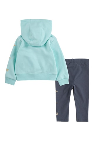 Sweat à capuche et legging - Gris et turquoise