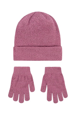 Bonnet et gants - Rose