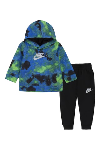 Sweat à capuche tie and dye et pantalon polaires - Noir et bleu pétrole