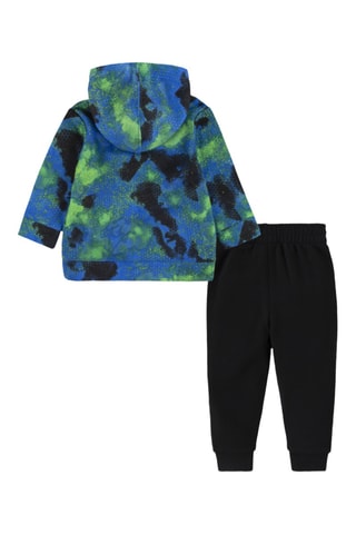 Sweat à capuche tie and dye et pantalon polaires - Noir et bleu pétrole