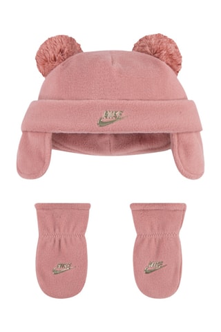 Bonnet aviateur et moufles polaires- Rouge