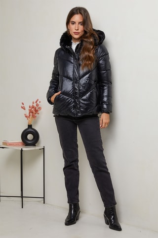 Gewatteerde Jas met Capuchon - Zwart