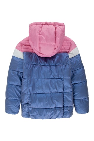 Gewatteerde Jas met Capuchon Blauw en Roze