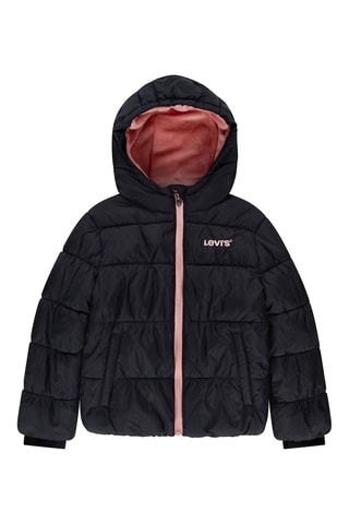 Gewatteerde Jas met Capuchon Zwart